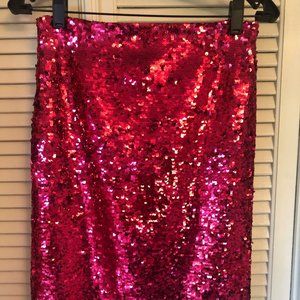Alice + Olivia hot pink sequined pencil skirt NWT
